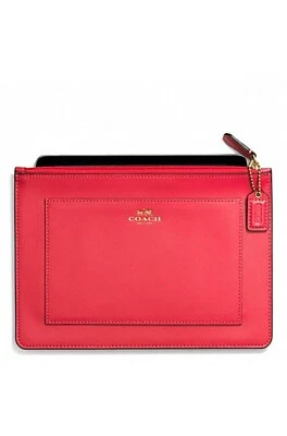 COACH  DARCY LEATHER MEDIUM TECH POUCH STYLE # F62437 BRASS/PERSIMMON - Image 1 of 4