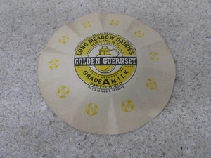VINTAGE LONG MEADOW DAIRIES DURHAM NC GOLDEN GUERNSEY MILK BOTTLE CAP COVER - Picture 1 of 2
