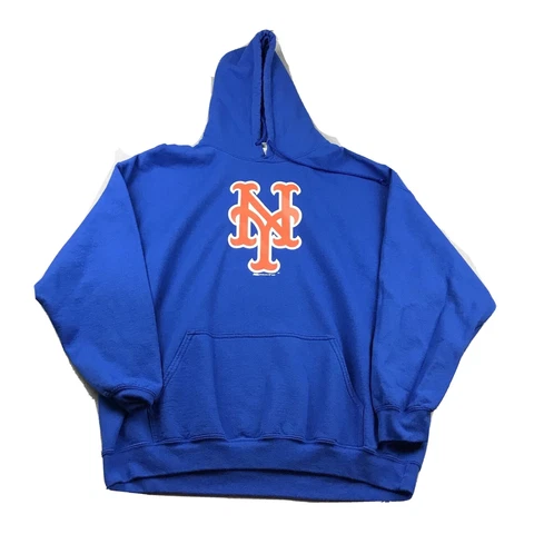 New York Mets Hoodie Mens 2XL Blue Graphic Heavyweight Pullover MLB Baseball XXL Cover