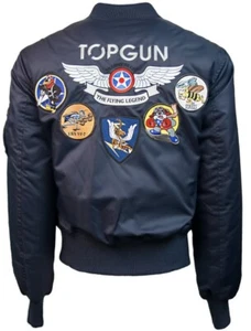 Top Gun® Official MA-1 Men's "Wings" Bomber Jacket with Patches, Navy - TGJ1738 - Picture 1 of 3