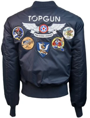 Top Gun® Official MA-1 Men's "Wings" Bomber Jacket with Patches, Navy - TGJ1738 - Image 1 of 3