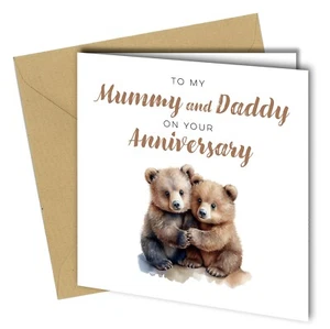 #1751 Anniversary card to mummy and daddy / cute bears to mum and dad, parents - Picture 1 of 2