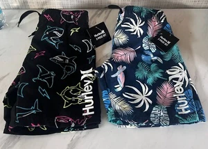 Hurley Boys Sz 6 Swimsuit Bathing Board Shorts Sharks Palm Trees Lot Of 2 BxG - Picture 1 of 7