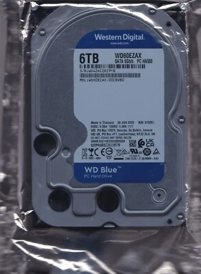 WD60EZAX-00C8VB0 s/n: WX42AC JAN/2023 R/N: 810051 6TB SATA 3.5" WESTERN DIGITAL - Image 1 of 4