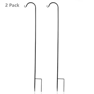 65Inch Black Shepherd Hook Plant Hanger Bird Feeder Pole Rust Resistant 2pack - Picture 1 of 9