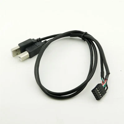 50cm USB 2.0 A + B Male to Dupont 10 Pin Female Header Motherboard Adapter Cable - Image 1 of 4