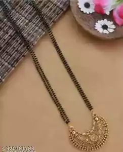 Joyería étnica larga para mujeres indias de boda larga del sur de la India Mangalsutra - Imagen 1 de 8