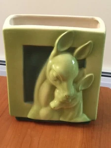 1950s Vase Mid Century Modern Royal Copley Chartreuse Green Deer Vase - Picture 1 of 10
