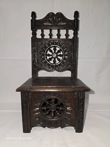 Französische Bretonische Bretonische Holz Puppenstuhl Hubsitz 5744 - Bild 1 von 24