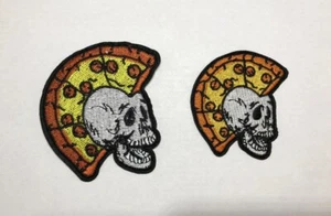 Pizza Mohawk Skull Skeleton Embroidered Patch Iron-On/Sew-On two size - Picture 1 of 3