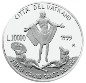 VATICANO 10000 LIRAS 1999 (Resurrección) PLATA Commem. moneda (KM# 304) PRUEBA - Imagen 1 de 5