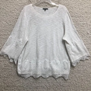 Adrianna Papell Top Shirt Extra Large Adult White Floral Lace Blouse Womens XL - Picture 1 of 9