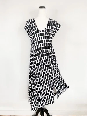 ELK 100% cotton jersey maxi dress sz 8 / relaxed A-line stretch pockets split - Image 1 of 4