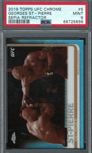 Topps UFC 2019 cromo 5 Georges St Pierre sepia refractor PSA 9 como nuevo - Imagen 1 de 2