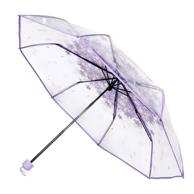  Ombrello Pieghevole Trasparente Ombrellino Da Pioggia Per Bambini - Immagine 1 di 4