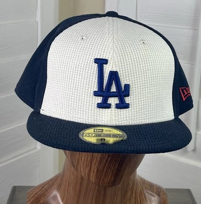 New Era 59Fifty MLB Los Angeles Dodgers Thermal Blue/Off White Fitted Hat Size 8 - Image 1 of 4