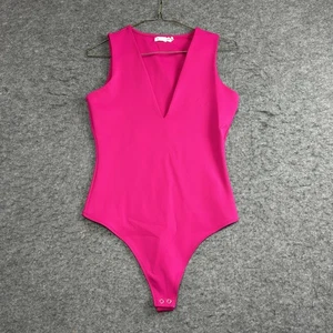 Body Good American para mujer mediano fucsia cuello en V sin mangas elástico a presión - Imagen 1 de 6