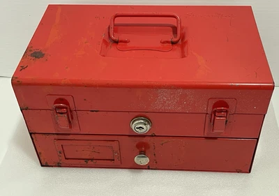 Vintage Snap-On KRA-149 Electricians Small Metal Tool Box Rare Red Storage Box - Image 1 of 4
