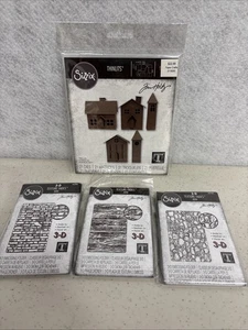 Sizzix 3-D Texture Fades Mini Lot of 3 & Thinlits Paper Village #2 - Picture 1 of 12