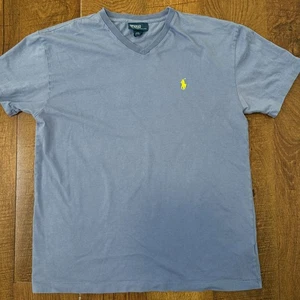 Polo Ralph Lauren V-Neck TShirt Blue Short Sleeve Classic Men's - Free Shipping - Picture 1 of 9