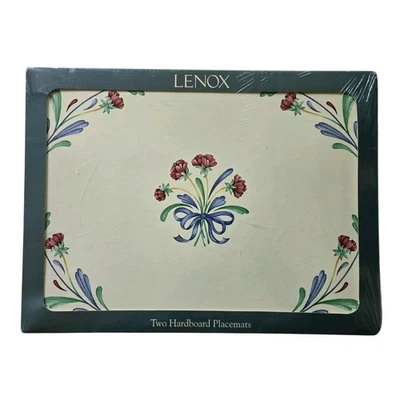 Lenox Poppies on Blue 2 Hardboard Placemats Floral Decor - Image 1 of 4