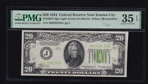 US 1934 $20 FRN Kansas City LGS FR 2054-J PMG 35 EPQ CH VF (230) - Picture 1 of 2