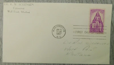 First Day Of Issue WA DC 1957 Those Who Helped Fight Polio Stamp Envelope Cover - Image 1 of 4