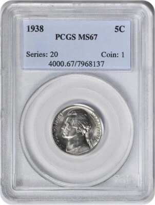 1938 Jefferson Nickel MS67 PCGS - Image 1 of 2