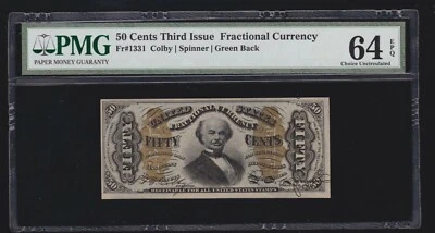 US 50c Fractional Currency Note FR 1331 PMG 64 EPQ V Ch CU - Image 1 of 2