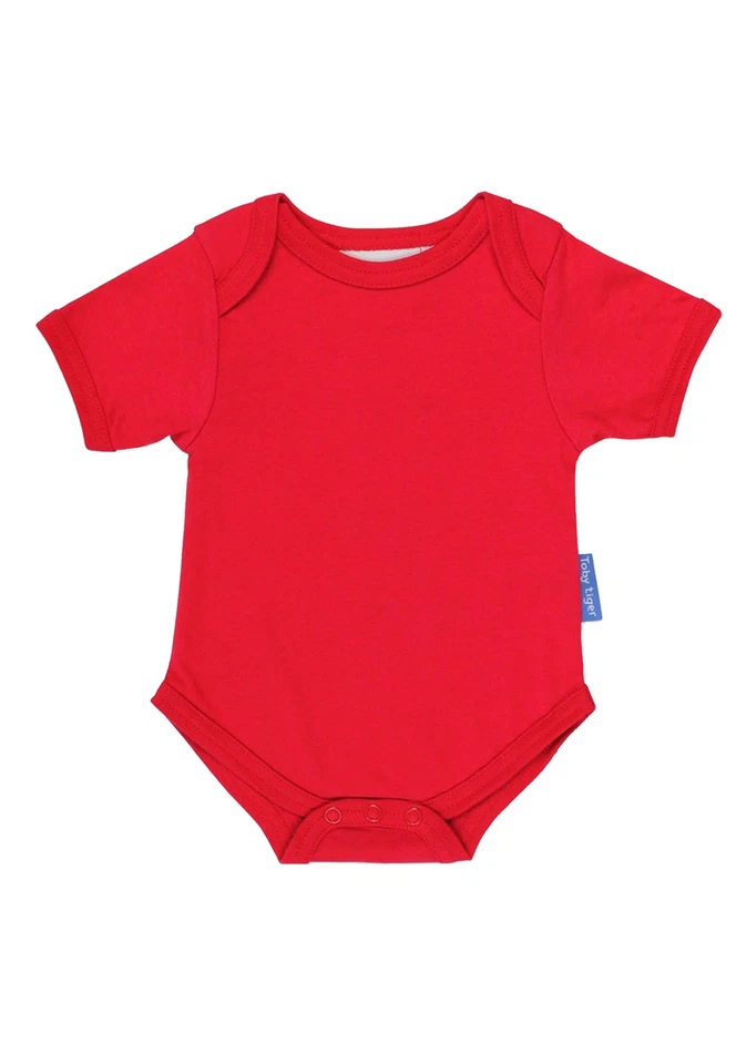 Toby Tiger Baby Body aus Bio-Baumwolle in Rot, unifarben - Bild 1 von 1