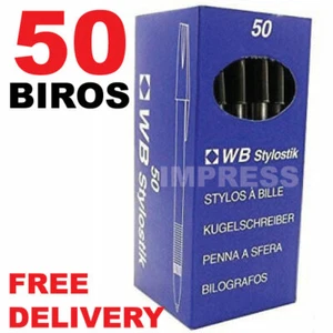 Stylostik Black Pens Pack of 50 Biros - Picture 1 of 4