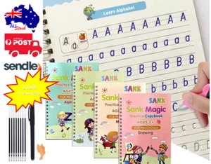 Children Magic Copy Tracing Handwriting English Number Drawing Reusable Book Pen - Picture 1 of 18