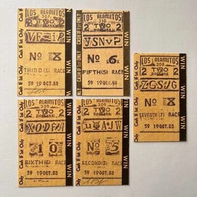 Boletos de pista de carreras de caballos Los Alamitos California efímeros 1968 Foto 1 de 4