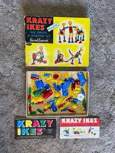 Vintage 1950s KRAZY IKES Building Toy w/ Original Box and 2 Instructions - Picture 1 of 9