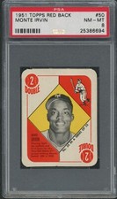 1951 Topps Red Back #50 Monte Irvin New York Giants PSA 8