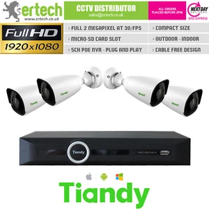 2MP Bullet H.265 POE 1/2/3/4 IP Cámara CCTV Kit Paquete Sistema de Seguridad - Imagen 1 de 5
