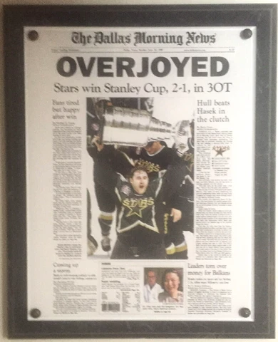 NHL 1998-99 Dallas Stars Stanley Cup Champions COMMEMORATIVE 10" x 13" PLAQUE Cover