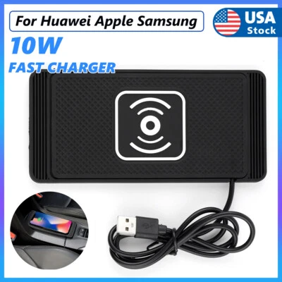 10W Car Wireless Cell Phone Charger Pad Fast Charge Mat for Apple iPhone Samsung - Image 1 of 4