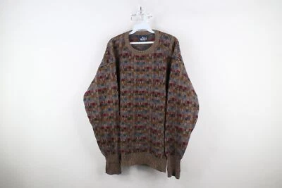 Vintage 90s Woolrich Mens Medium Heavyweight Rainbow Wool Knit Crewneck Sweater - Image 1 of 4
