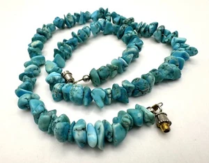 Necklace Howlite Turquoise Stone Chip Native Boho 17” - Picture 1 of 6
