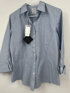 Brooks Brothers Women’s Non-Iron Stretch Cotton Dress Shirt Blue Sz 8 NWT - Picture 1 of 6