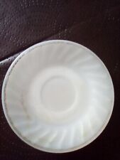 6" Fire King Swirl Replacement White Milk Glass  Gold Trim Saucer