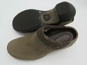 Merrell Nieselregen braune hochhackige Leder-Slipper Damenschuhe US 8,5 SCHÖN - Bild 1 von 11