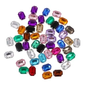 50pcs Rhinestone Buttons Rhinestone Acrylic Gemstone Sew-on - Picture 1 of 10