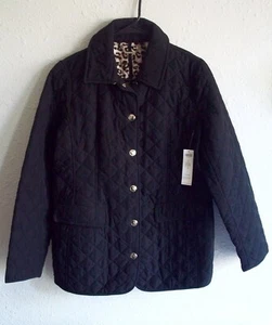 Chico’s NWT Size 1 (8 M) Quilted Modern Black Snap Up Jacket w/Pockets Lined - Picture 1 of 8