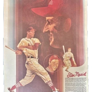 1970s COCA COLA BASEBALL Poster St Louis Cardinals Stan Musial Sports Advert - Picture 1 of 3