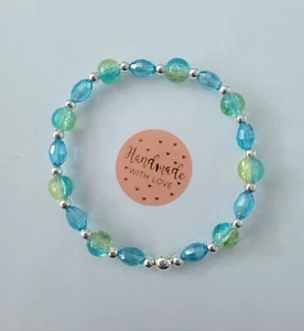 Sylvie's Kristall Armband türkis silber 18 cm, dehnbar, Neu /0927 - Bild 1 von 1