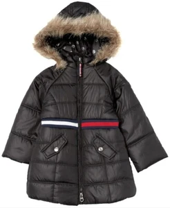 Tommy Hilfiger Girls' Long Length Puffer Jacket Black 2T - Imagen 1 de 9