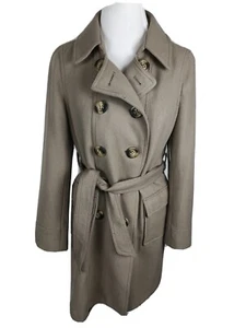 Old Navy Wms Sz M Taupe Color Wool Rayon Blend Knee Length Coat SH3 - Picture 1 of 14