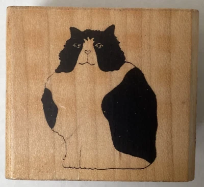 Paula Best Cat Sitting Bob 941-D sello de goma montado en madera vintage Foto 1 de 4